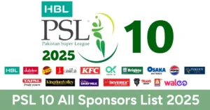 PSL 10 All Sponsors List 2025