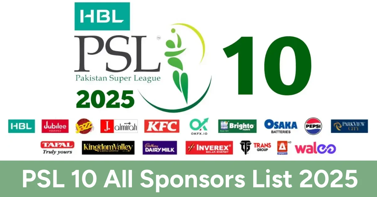 PSL 10 All Sponsors List 2025